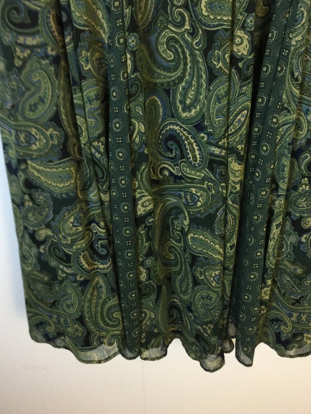 Coldwater Creek A-line Midi Skirt Size L Womans Green Blue Paisley Pleated Boho - Picture 12 of 15